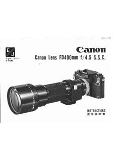 Canon 400/4.5 manual. Camera Instructions.